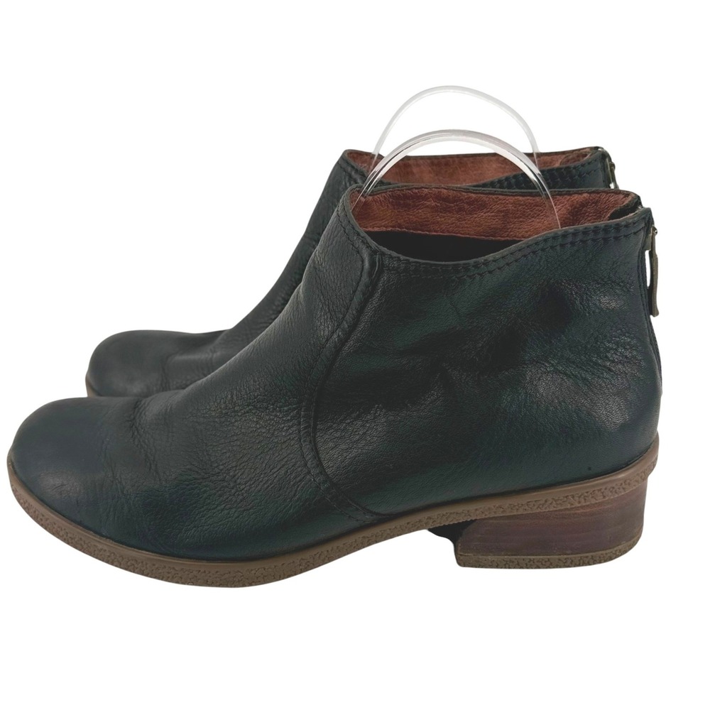 Dansko Becki Black Leather Back Zip Ankle Boots Low Block Heel Size 40 (9.5)